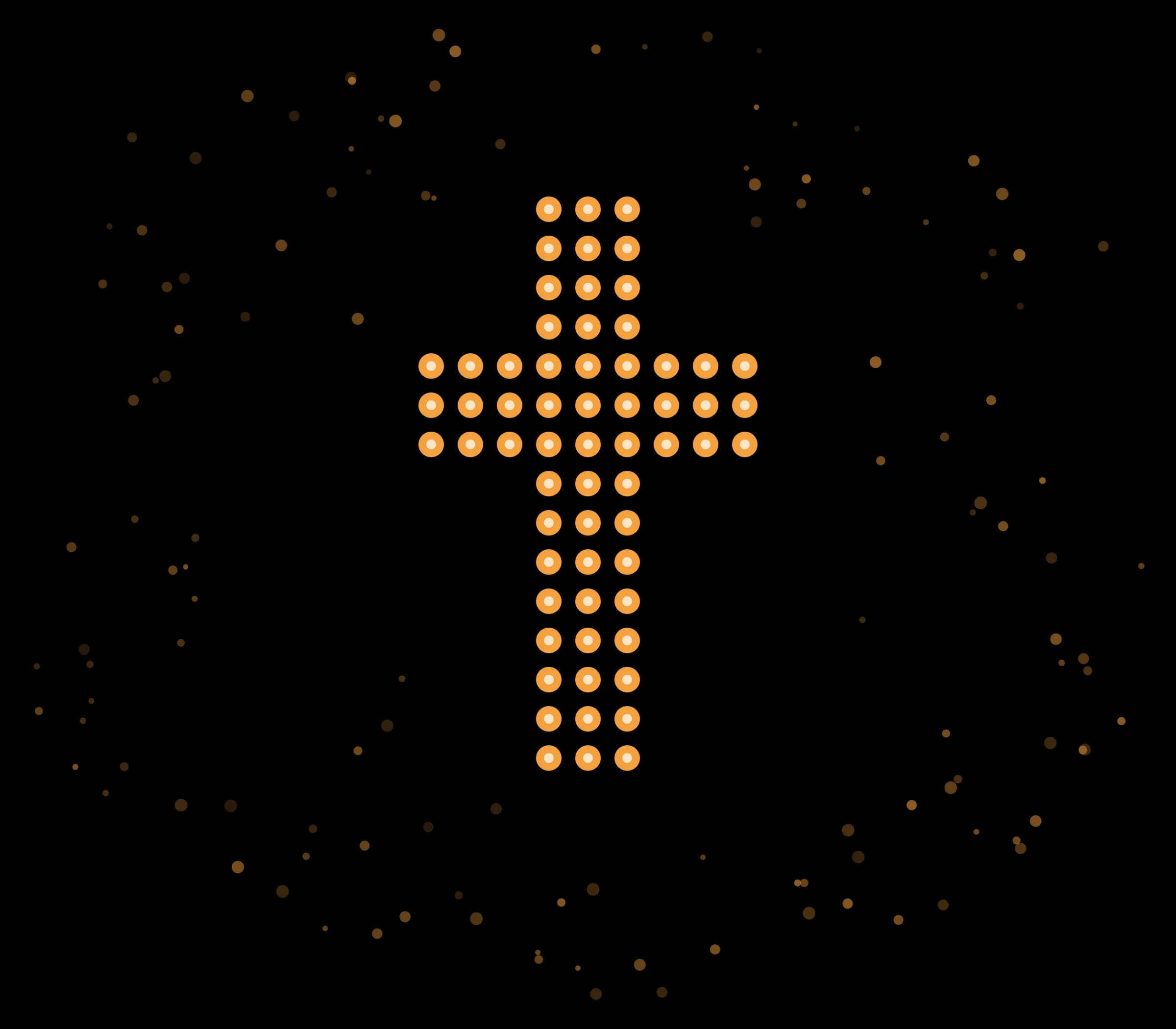 A cross formed from points of light