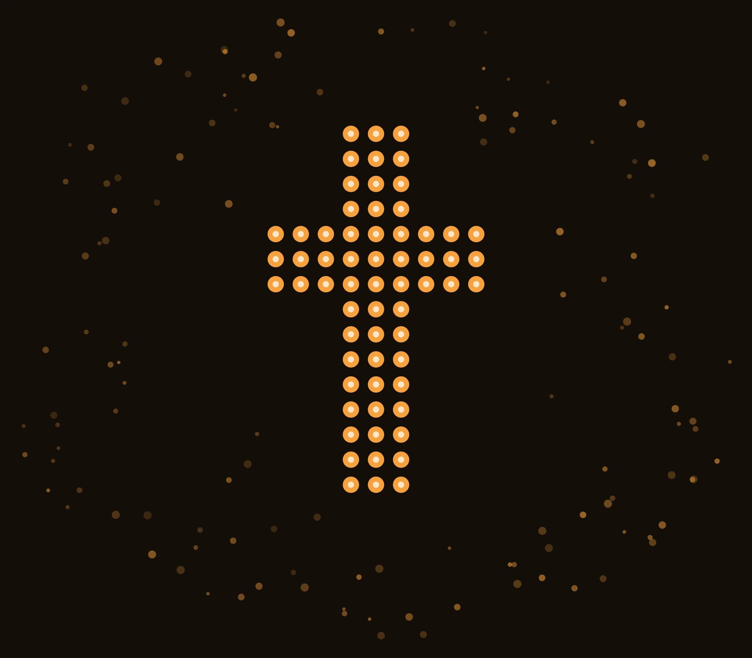 A cross formed from points of light